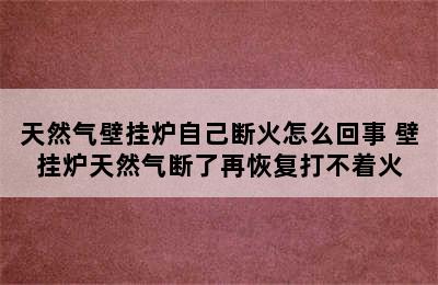 天然气壁挂炉自己断火怎么回事 壁挂炉天然气断了再恢复打不着火